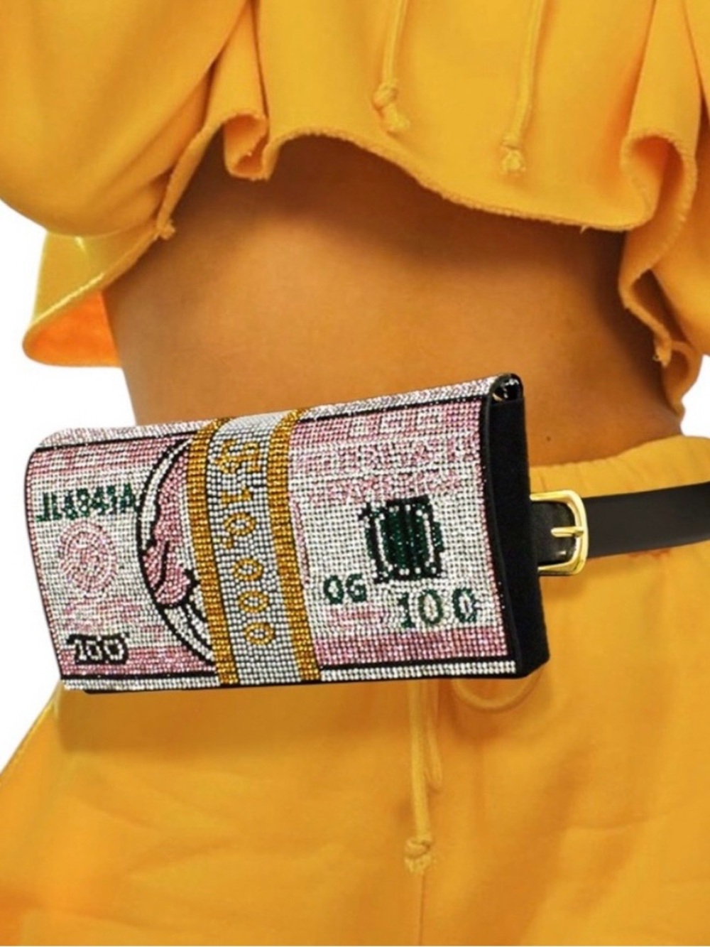 Rhinestone Crystal Bling Money Fanny Pack Clutch Crossbody Bag